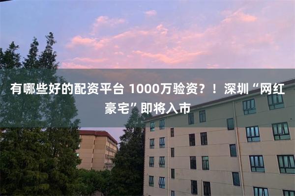 有哪些好的配资平台 1000万验资？！深圳“网红豪宅”即将入市